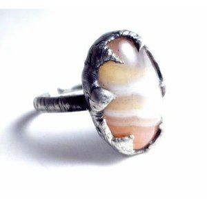 Agate crystal ring